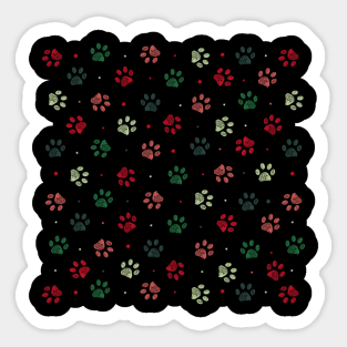 Christmas colored paw print Sticker